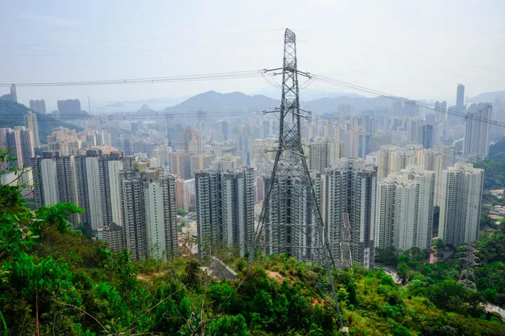 City view of Kwai Chung to the west of the trail